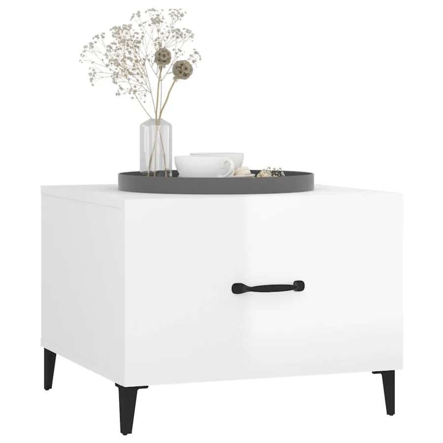 Table basse avec pieds en métal Blanc brillant 50x50x40 cm - 4