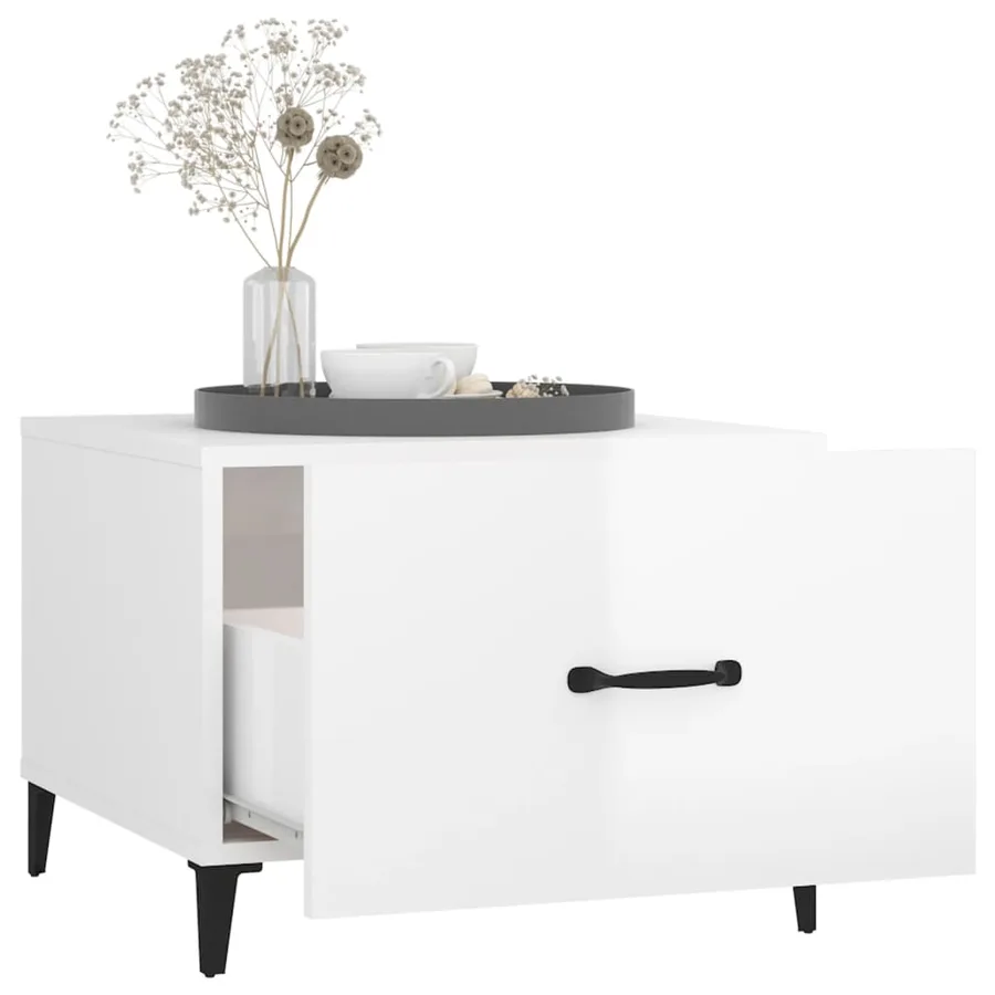 Table basse avec pieds en métal Blanc brillant 50x50x40 cm - 5