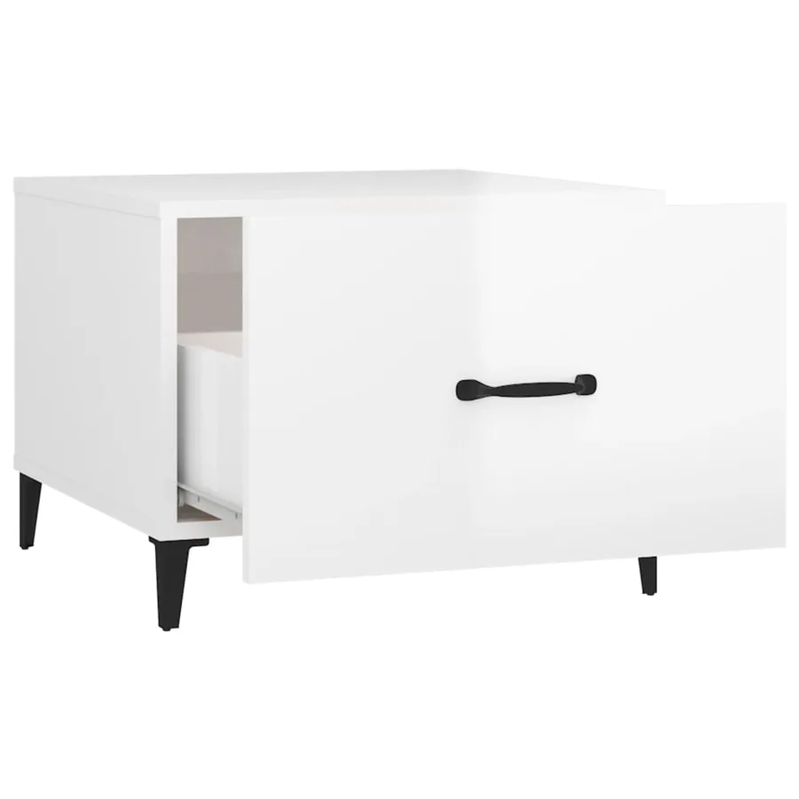 Table basse avec pieds en métal Blanc brillant 50x50x40 cm - 8