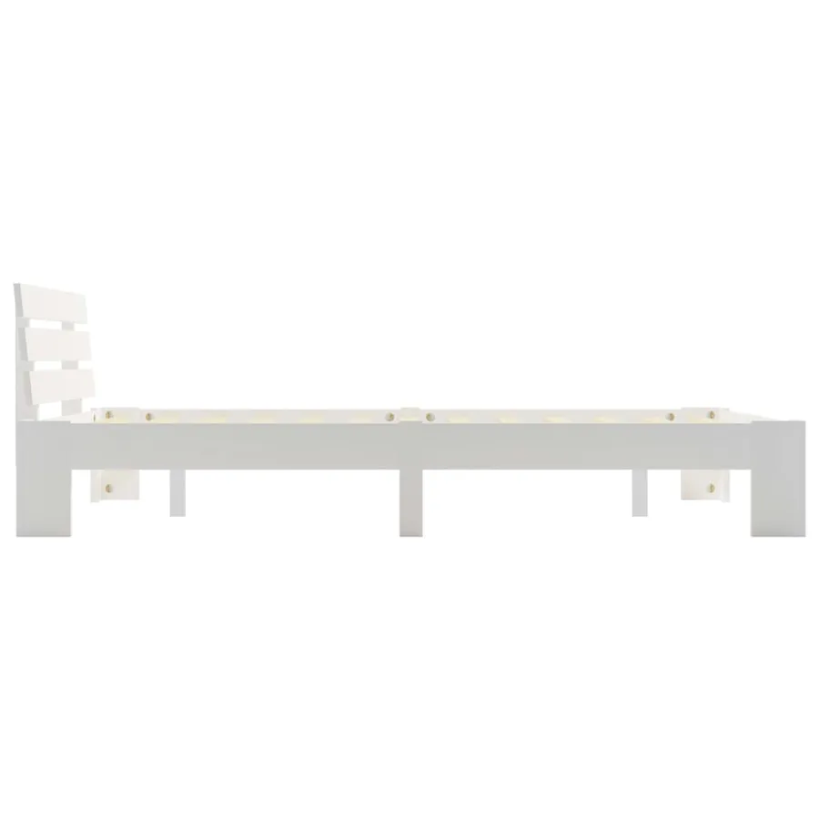 Cadre de lit sans matelas blanc bois de pin massif 120x200 cm - 4