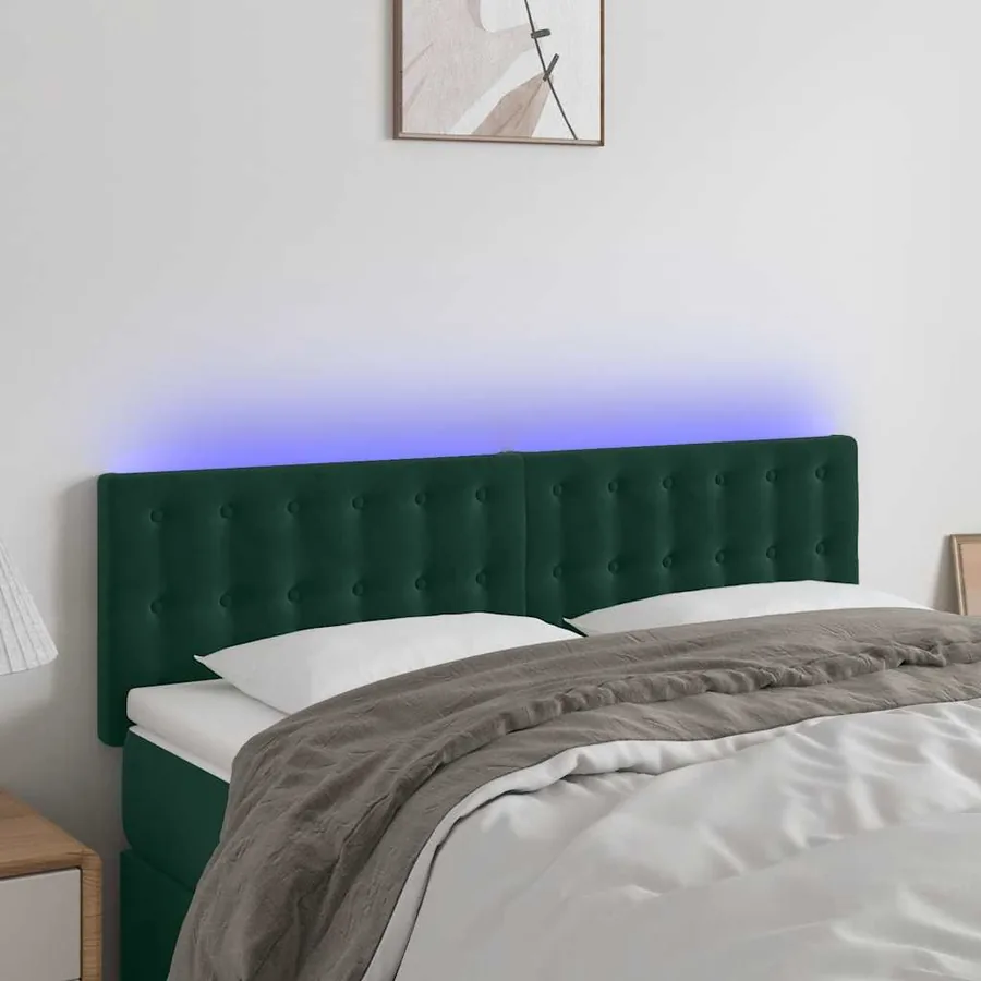 Tête de lit à LED Vert foncé 144x5x78/88 cm Velours