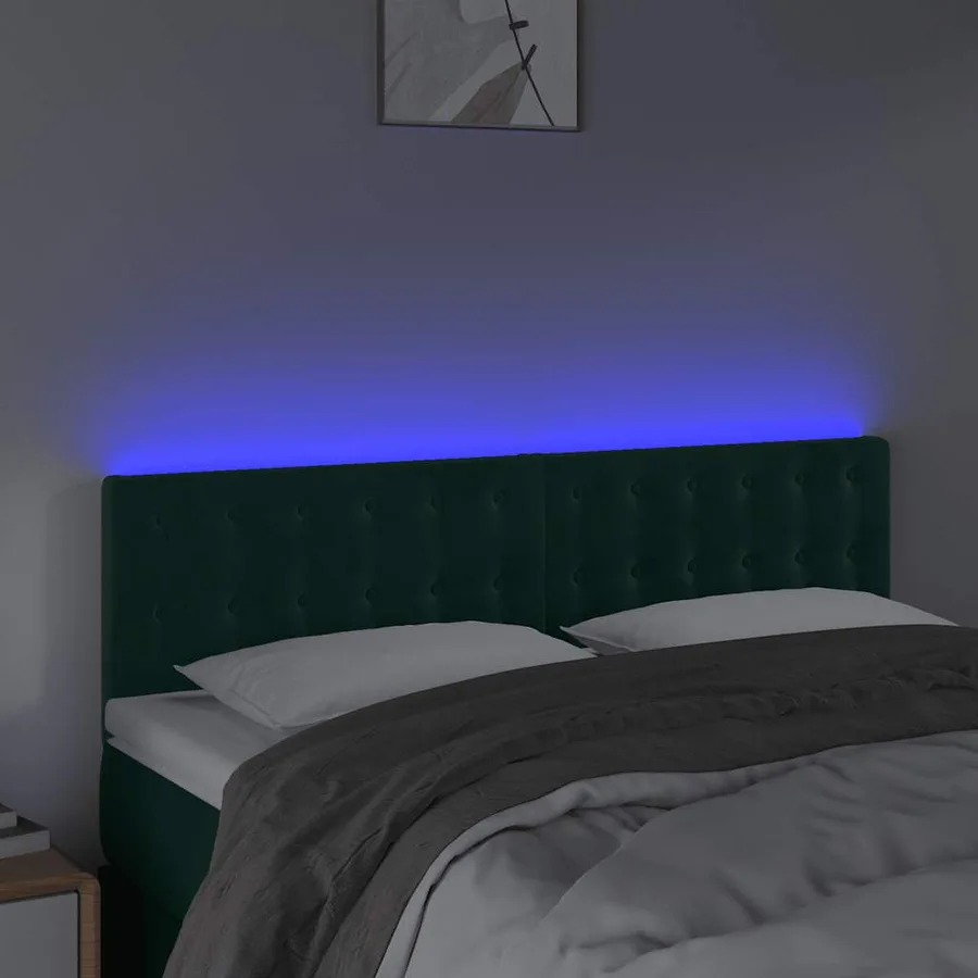 Tête de lit à LED Vert foncé 144x5x78/88 cm Velours - 3