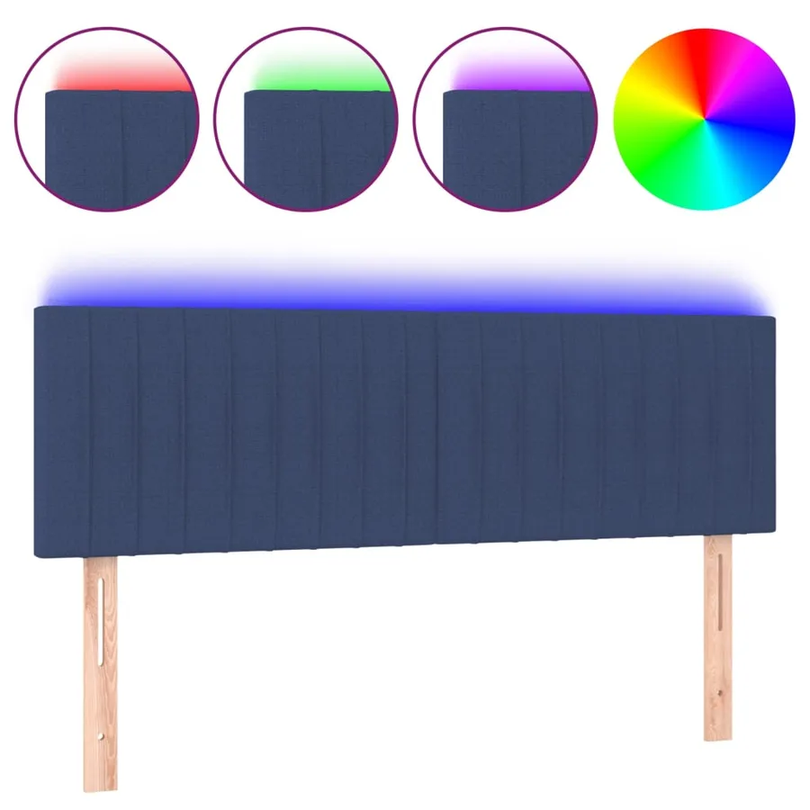 Tête de lit à LED Bleu 144x5x78/88 cm Tissu - 2