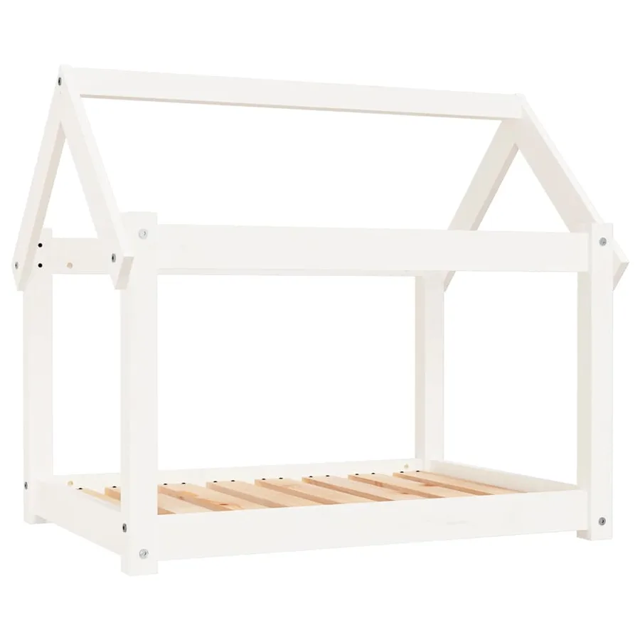 Lit pour chien Blanc 81x60x70 cm Bois de pin solide - 2