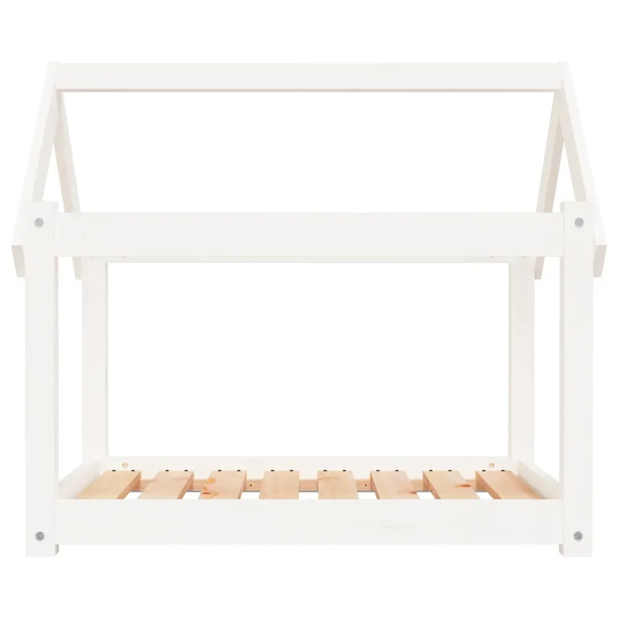 Lit pour chien Blanc 81x60x70 cm Bois de pin solide - 5