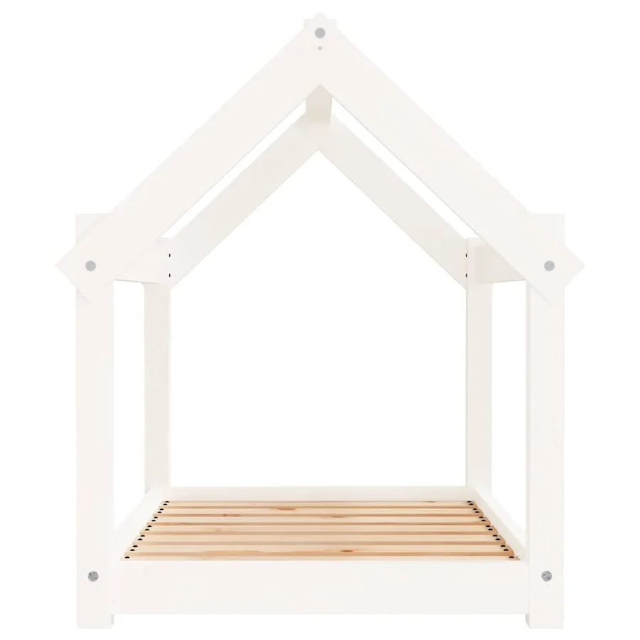 Lit pour chien Blanc 81x60x70 cm Bois de pin solide - 6