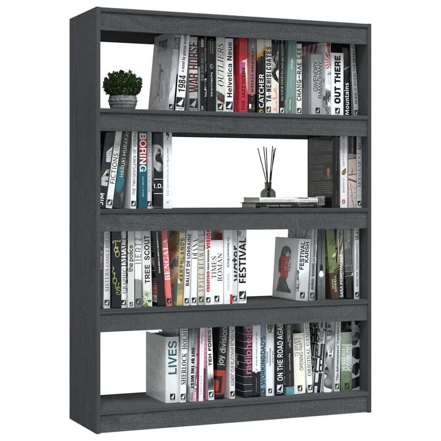 Bibliothèque/Séparateur de pièce Gris 100x30x135,5cm Pin massif - 4