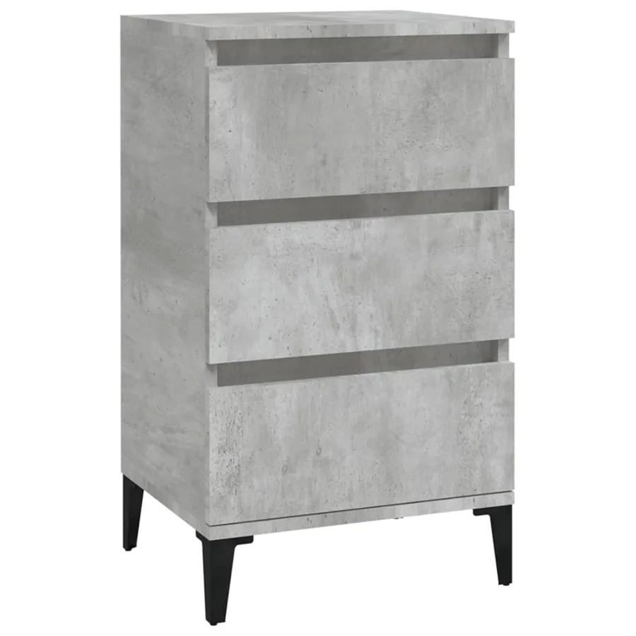 Table de chevet gris béton 40x35x70 cm bois d'ingénierie - 2