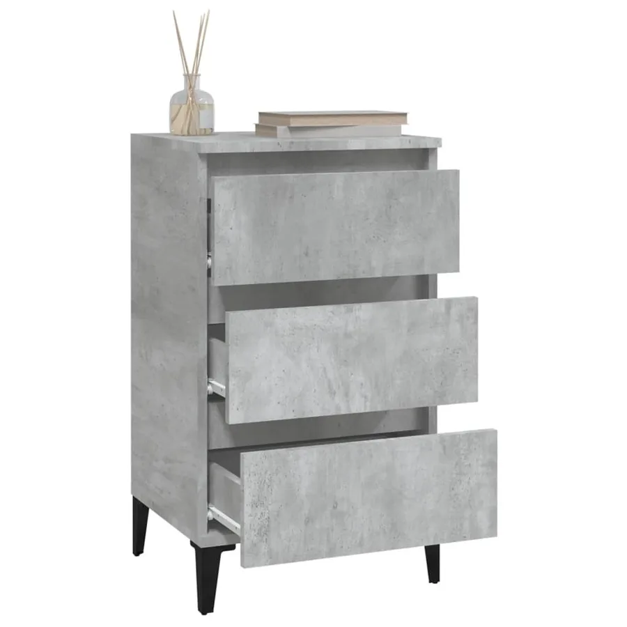 Table de chevet gris béton 40x35x70 cm bois d'ingénierie - 5