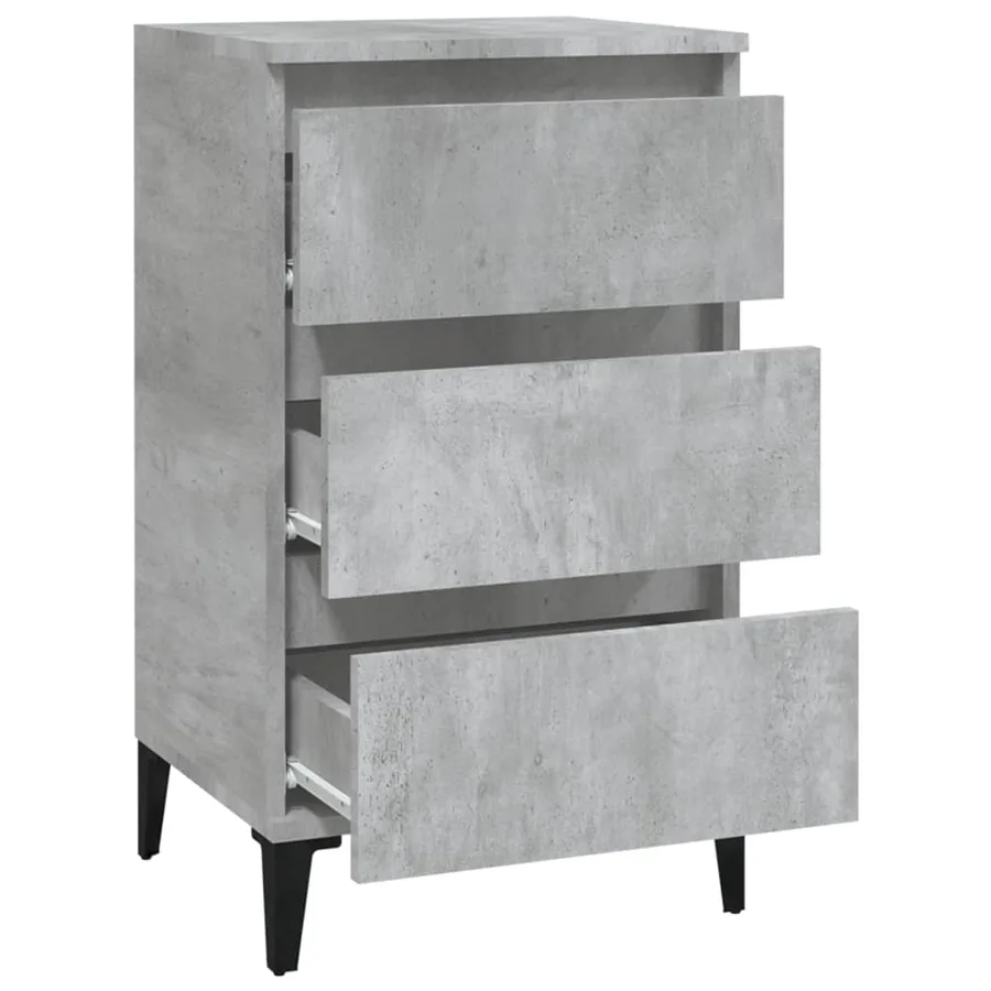 Table de chevet gris béton 40x35x70 cm bois d'ingénierie - 6