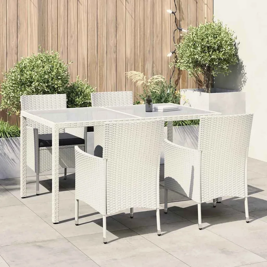 Ensemble à manger d'extérieur 5pcs avec coussins Résine tressée