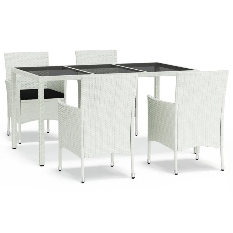 Ensemble à manger de jardin et coussins 5 pcs blanc poly rotin - 2