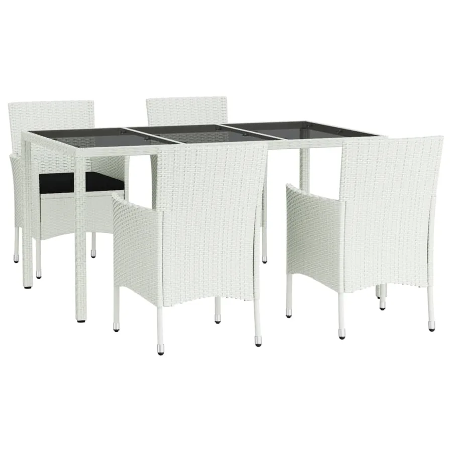 Ensemble à manger de jardin et coussins 5 pcs blanc poly rotin - 3