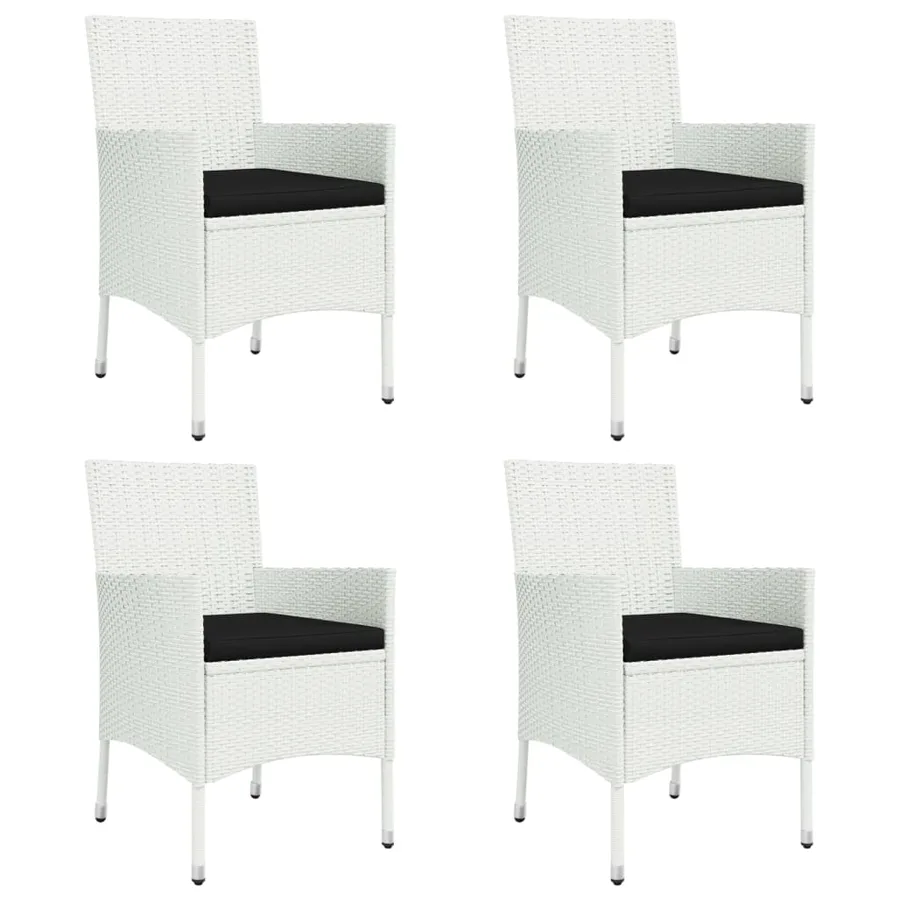 Ensemble à manger de jardin et coussins 5 pcs blanc poly rotin - 4