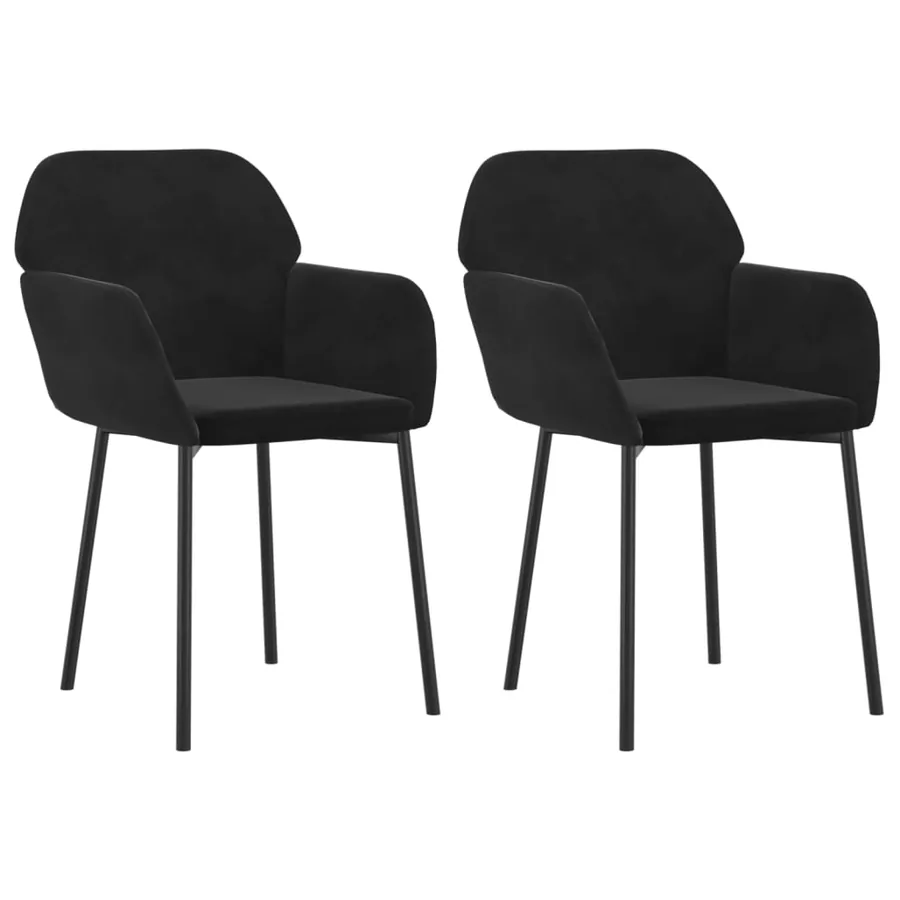 Chaises à manger lot de 2 Noir Velours - 2