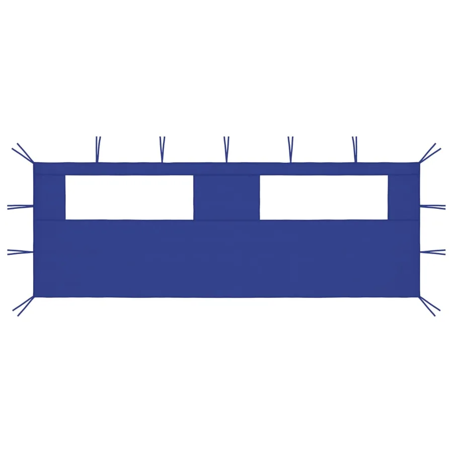 Paroi latérale de belvédère avec fenêtres 6x2 m Bleu