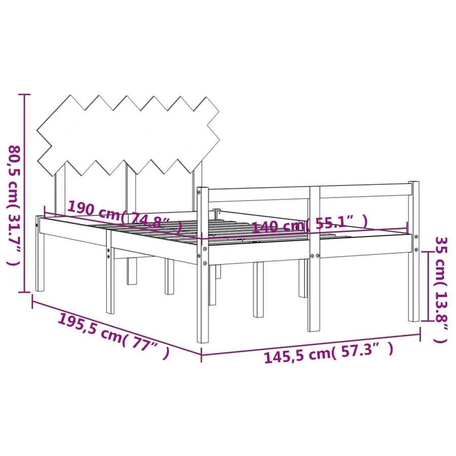 Lit pour personne âgée sans matelas blanc 140x190cm bois massif - 12