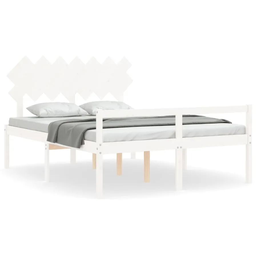 Lit pour personne âgée sans matelas blanc 140x190cm bois massif - 2