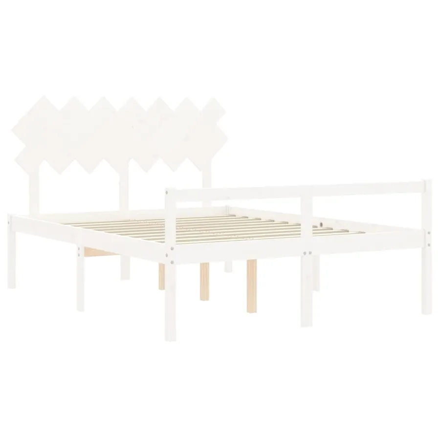 Lit pour personne âgée sans matelas blanc 140x190cm bois massif - 5