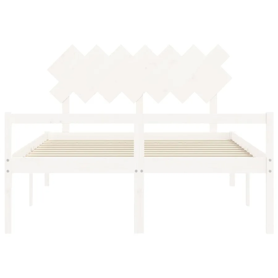 Lit pour personne âgée sans matelas blanc 140x190cm bois massif - 6