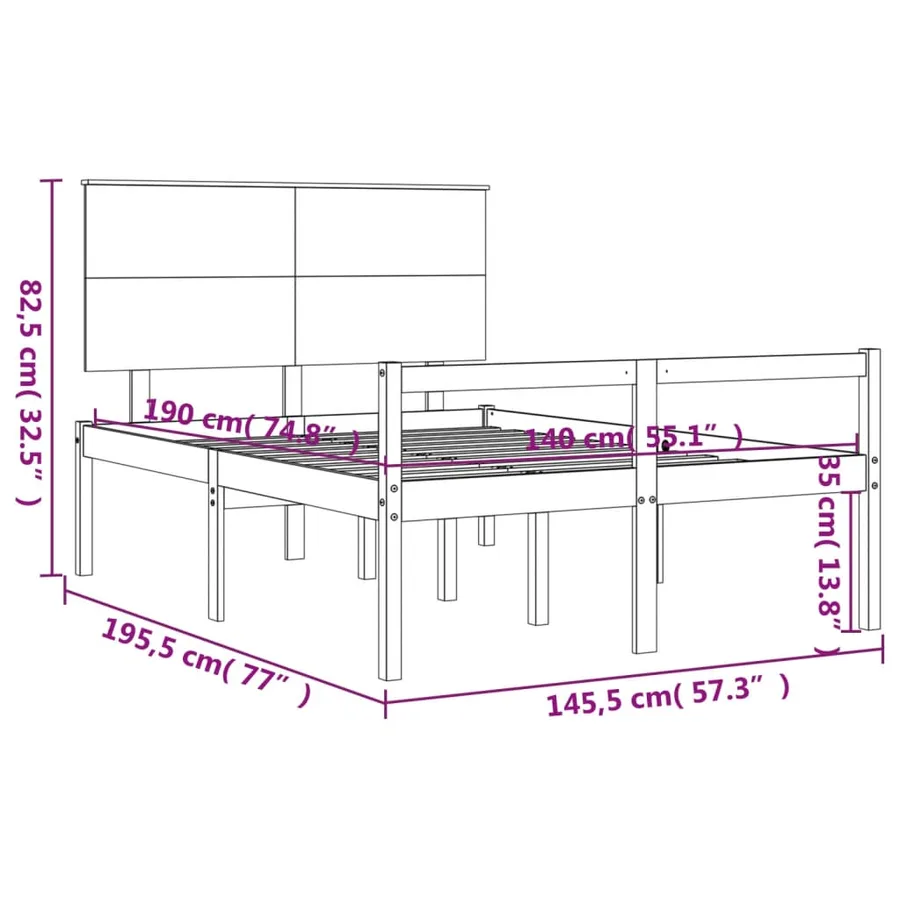 Lit pour personne âgée sans matelas blanc 140x190cm bois massif - 12