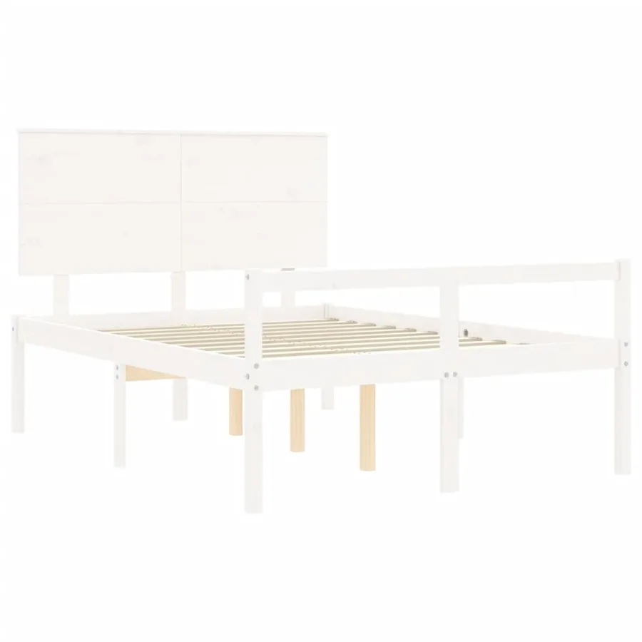 Lit pour personne âgée sans matelas blanc 140x190cm bois massif - 5