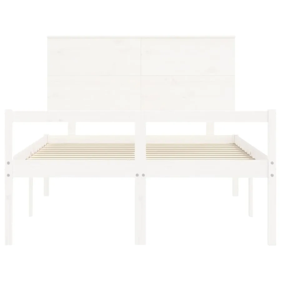 Lit pour personne âgée sans matelas blanc 140x190cm bois massif - 6