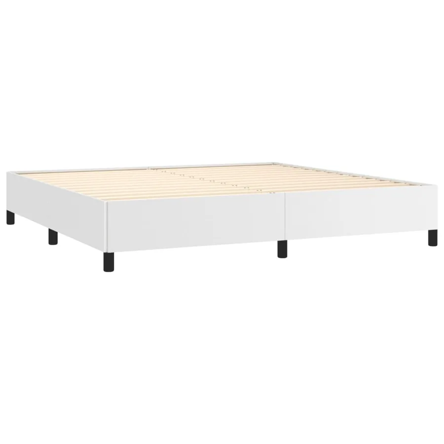 Cadre de lit sans matelas blanc 200x200 cm similicuir - 4