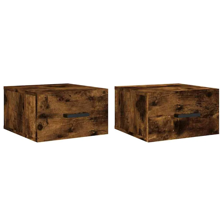 Tables de chevet murales 2 pcs chêne fumé 35x35x20 cm - 2