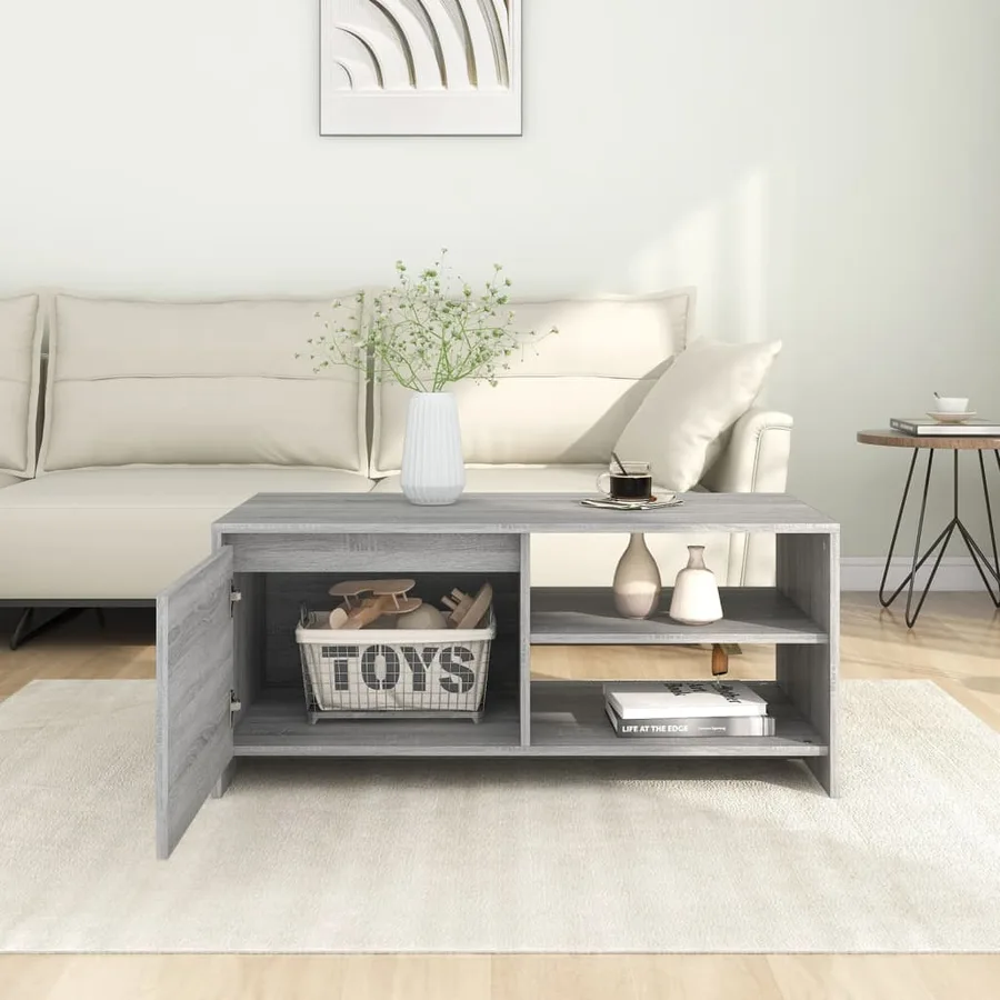 Table basse Sonoma gris 102x50x45 cm Bois d'ingénierie - 3