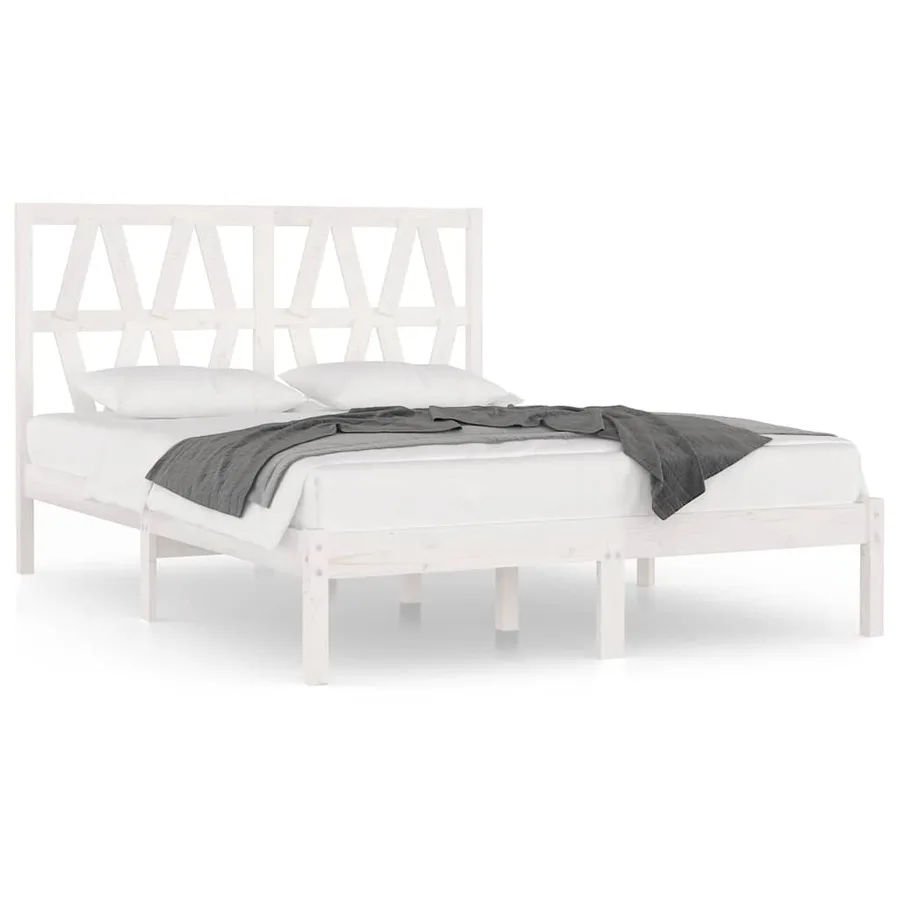 Cadre de lit sans matelas blanc bois massif 120x200 cm - 2