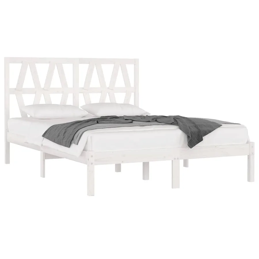 Cadre de lit sans matelas blanc bois massif 120x200 cm - 3