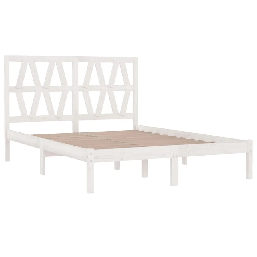 Cadre de lit sans matelas blanc bois massif 120x200 cm - 4