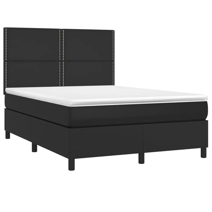 Sommier à lattes de lit avec matelas et LED Noir 140x200 cm - 3