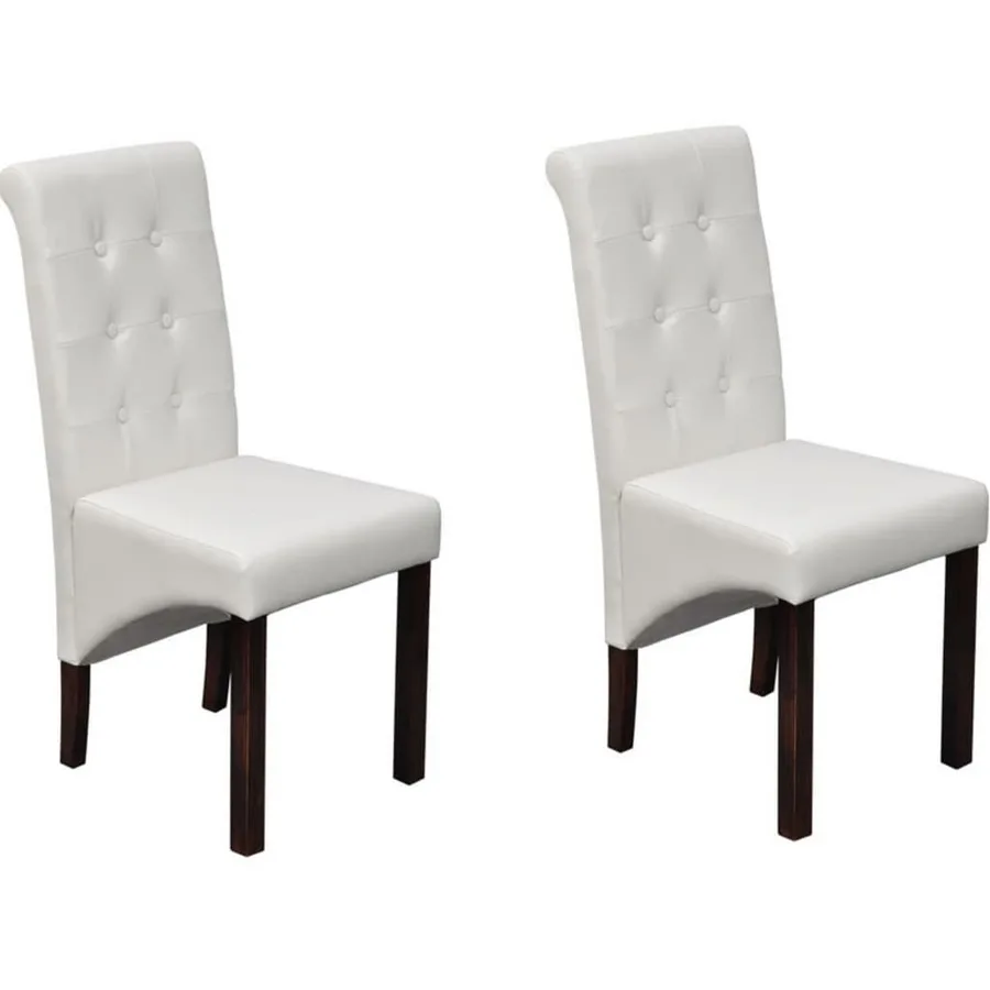 Chaises à manger lot de 2 blanc similicuir - 8