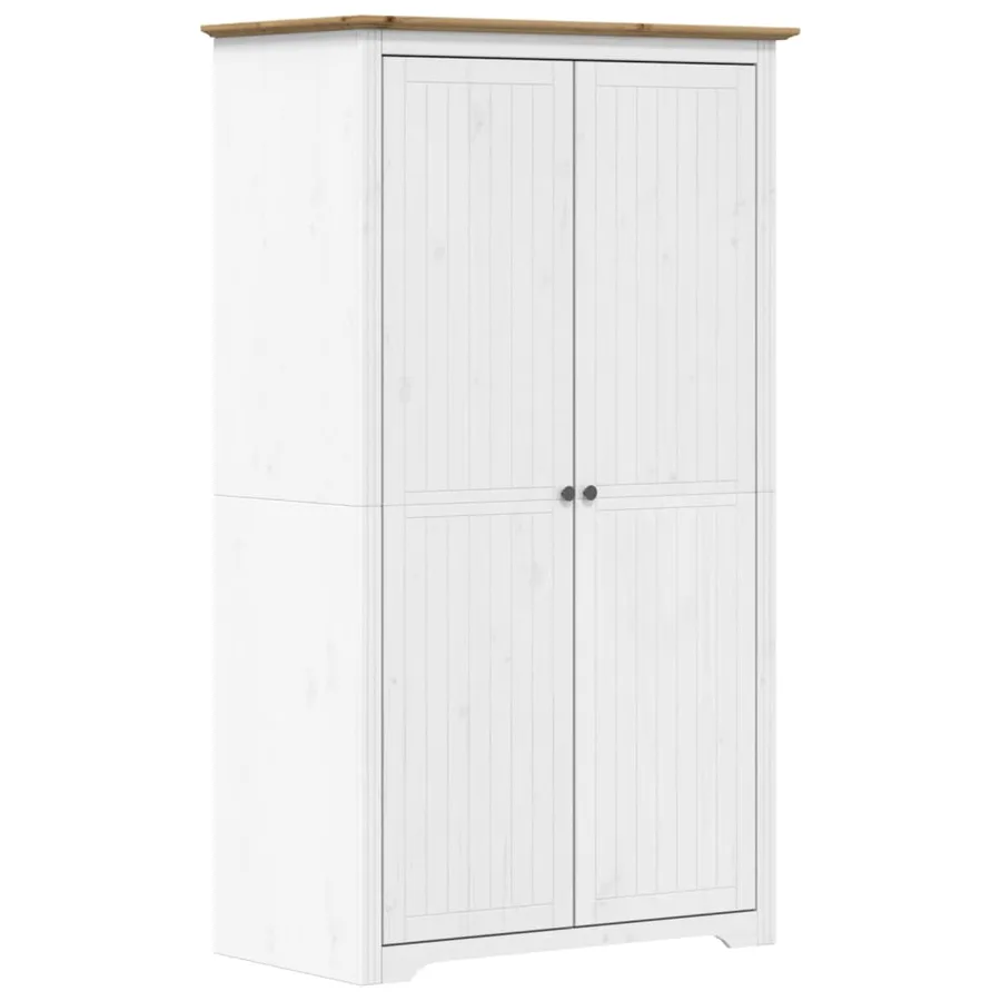 Garde-robe BODO blanc marron 99x53,5x173 cm bois massif de pin - 2