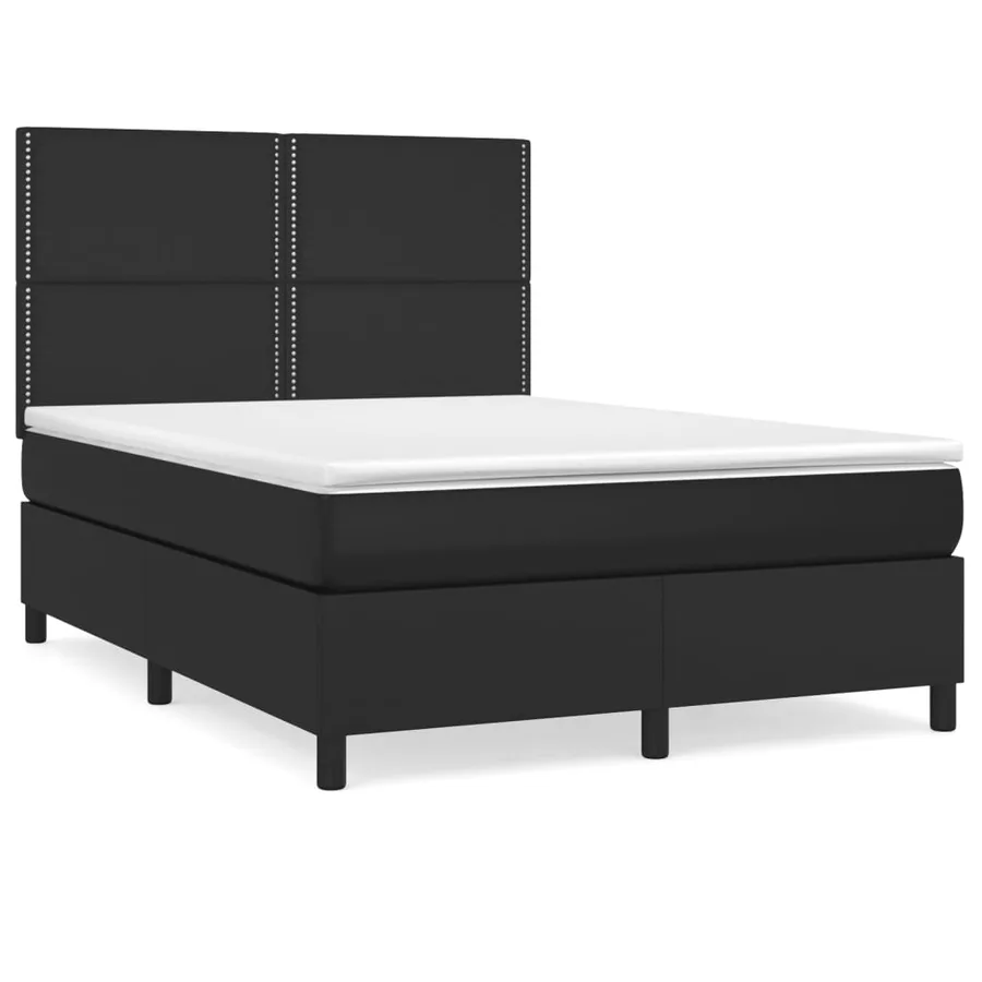Sommier à lattes de lit avec matelas Noir 140x190 cm Similicuir - 2