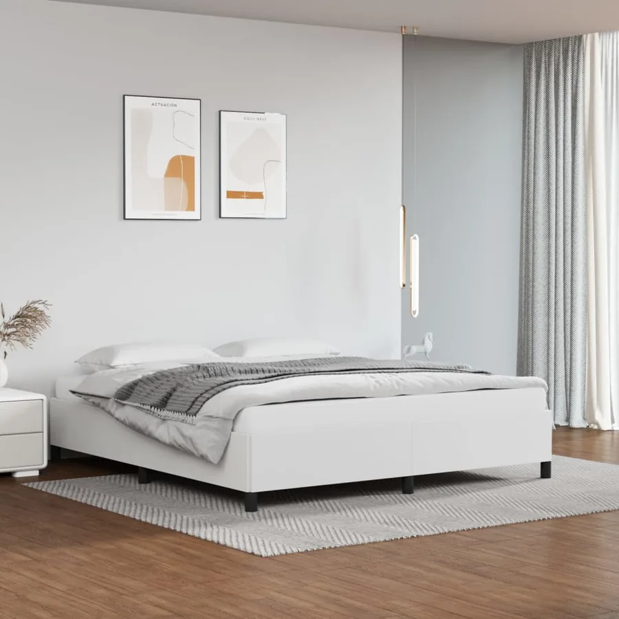 Cadre de lit sans matelas blanc 160x200 cm similicuir