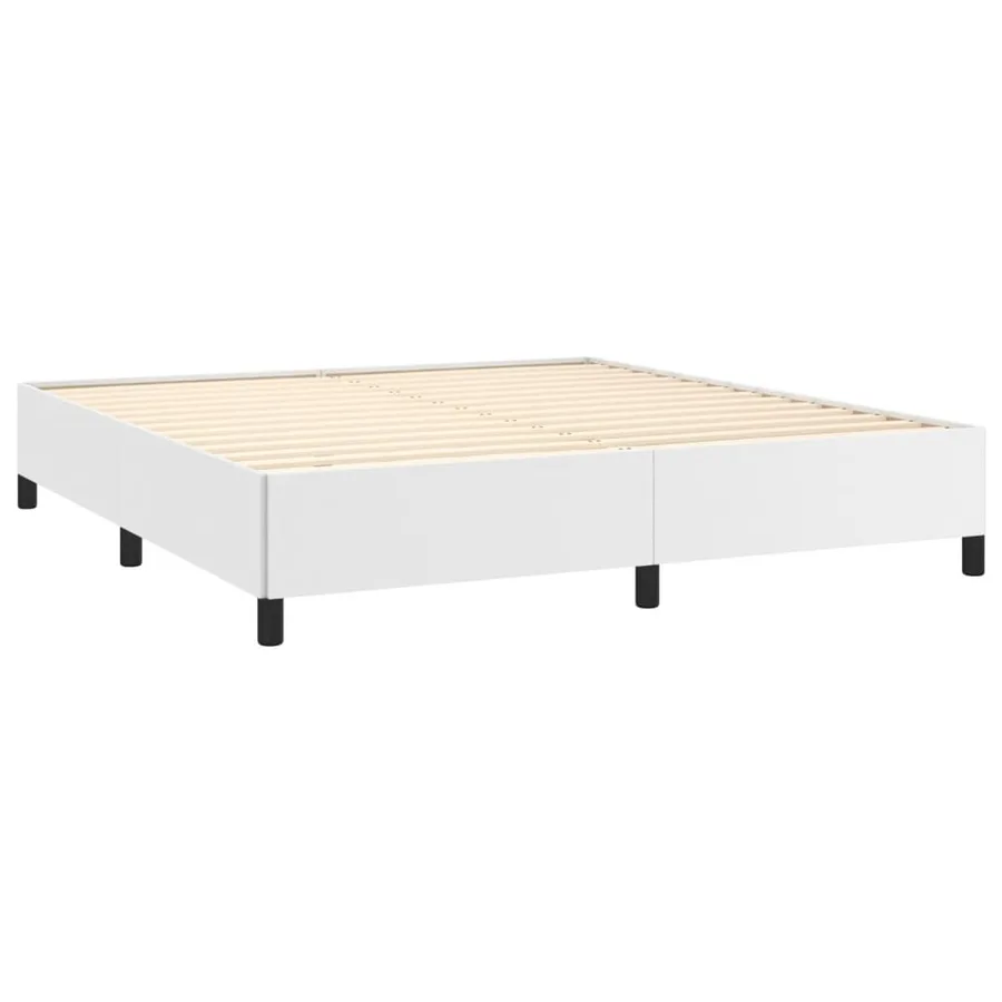 Cadre de lit sans matelas blanc 160x200 cm similicuir - 4