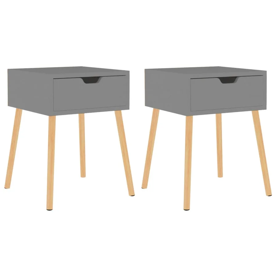 Tables de chevet 2 pcs Gris 40x40x56 cm Bois d'ingénierie - 2