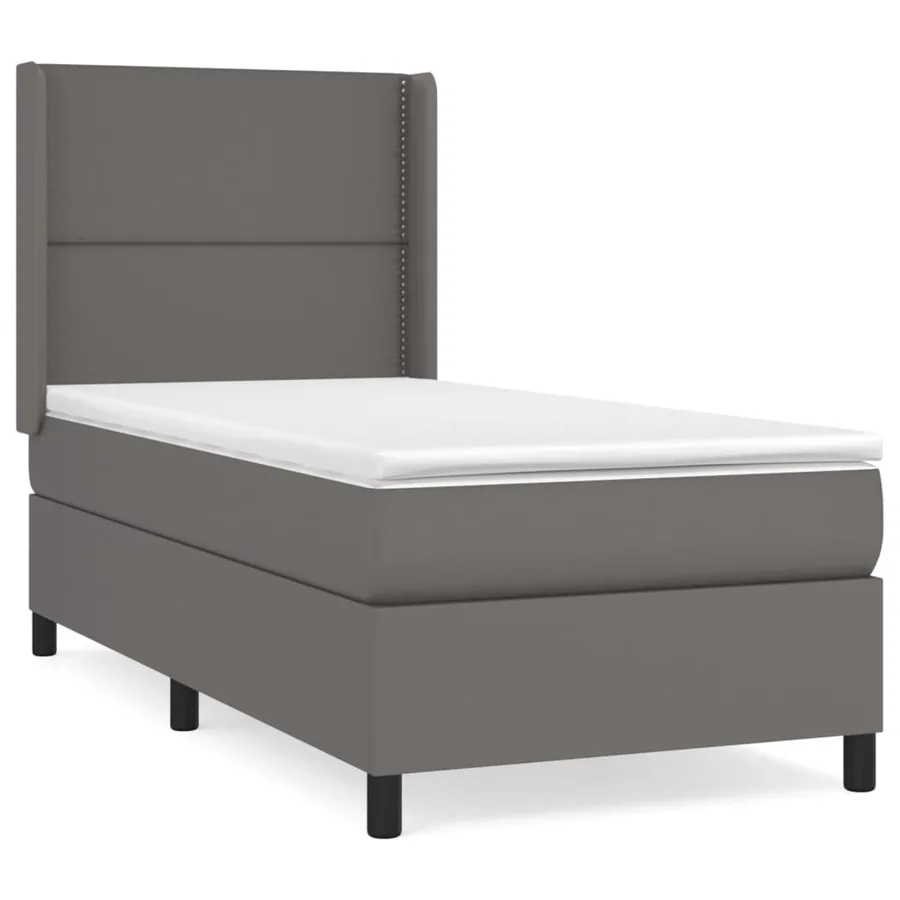 Sommier à lattes de lit avec matelas Gris 90x190 cm Similicuir - 2
