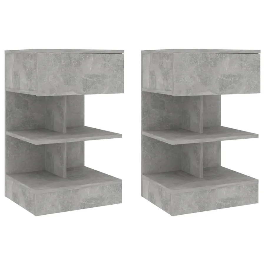 Tables de chevet 2 pcs Gris béton 40x35x65 cm - 2