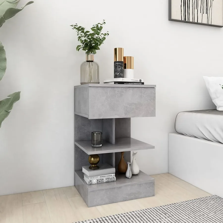 Tables de chevet 2 pcs Gris béton 40x35x65 cm - 3
