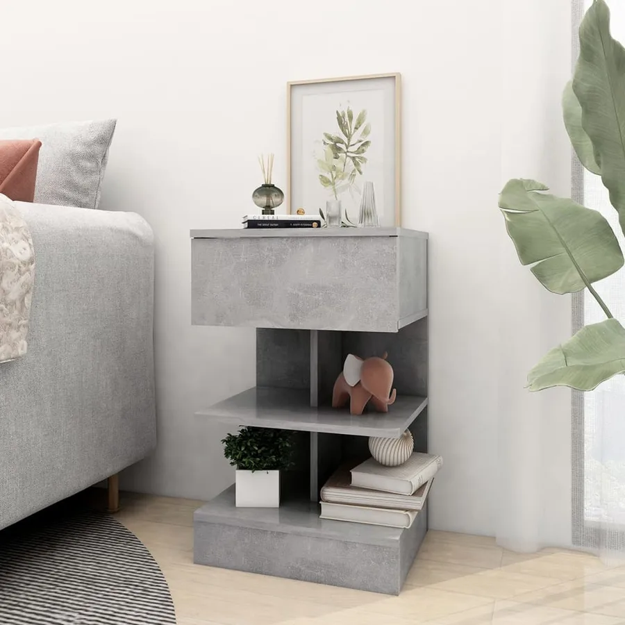 Tables de chevet 2 pcs Gris béton 40x35x65 cm - 4