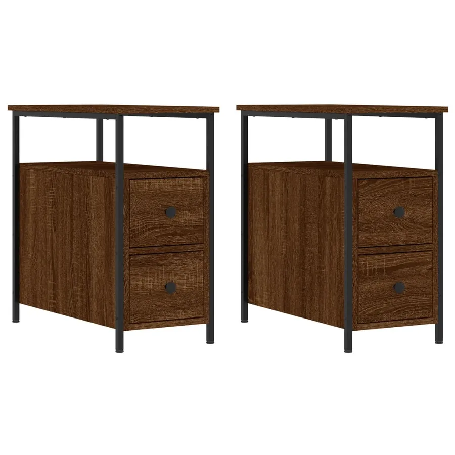 Tables de chevet 2pcs chêne marron 30x60x60cm bois d'ingénierie - 2