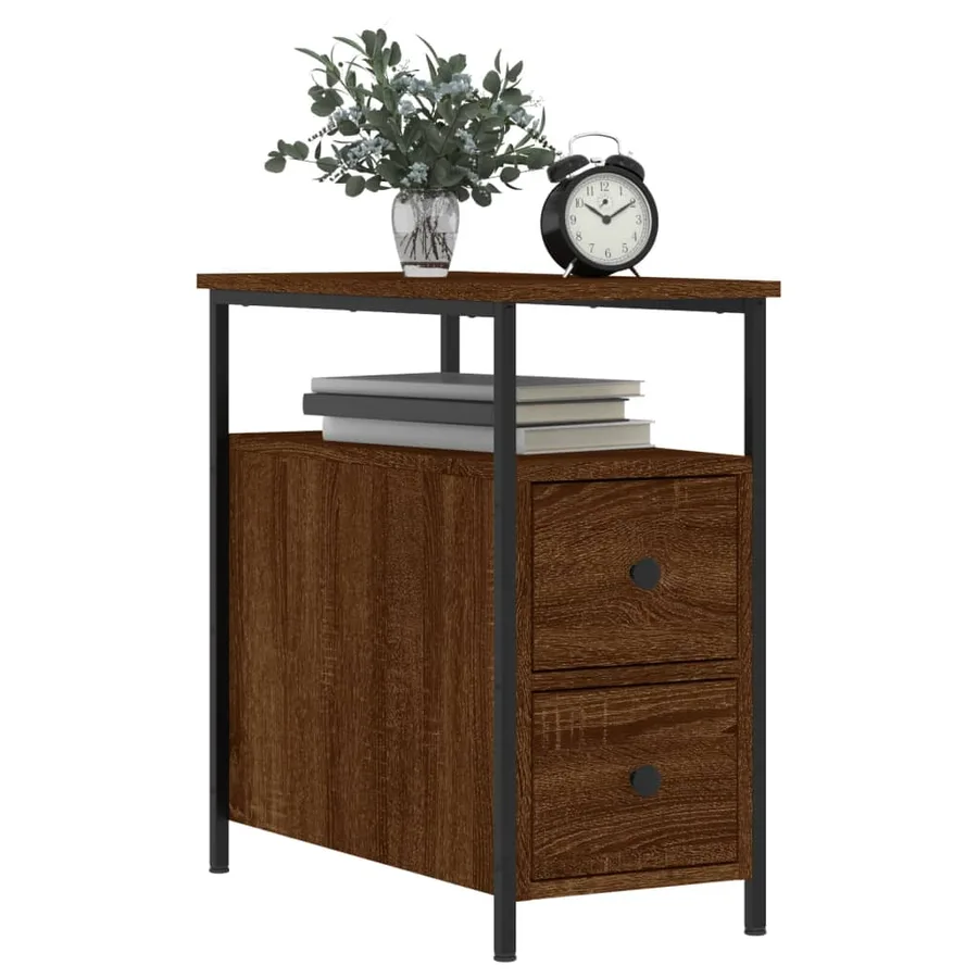 Tables de chevet 2pcs chêne marron 30x60x60cm bois d'ingénierie - 3