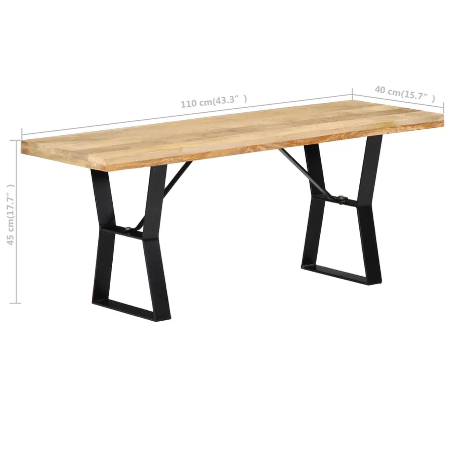 Banc 110 cm Bois de manguier massif - 8