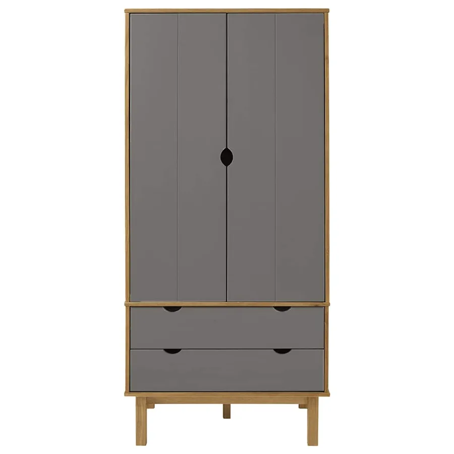 Garde-robe OTTA Marron et gris 76,5x53x172 cm Bois massif pin - 3