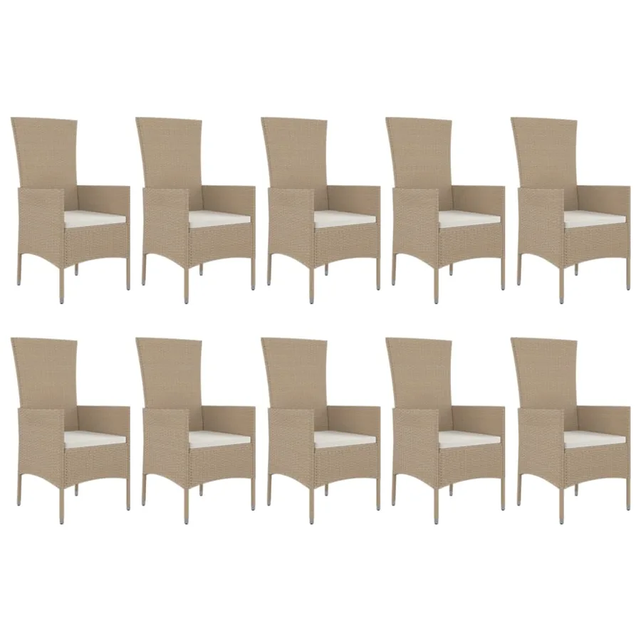 Ensemble à manger de jardin et coussins 11 pcs beige poly rotin - 4