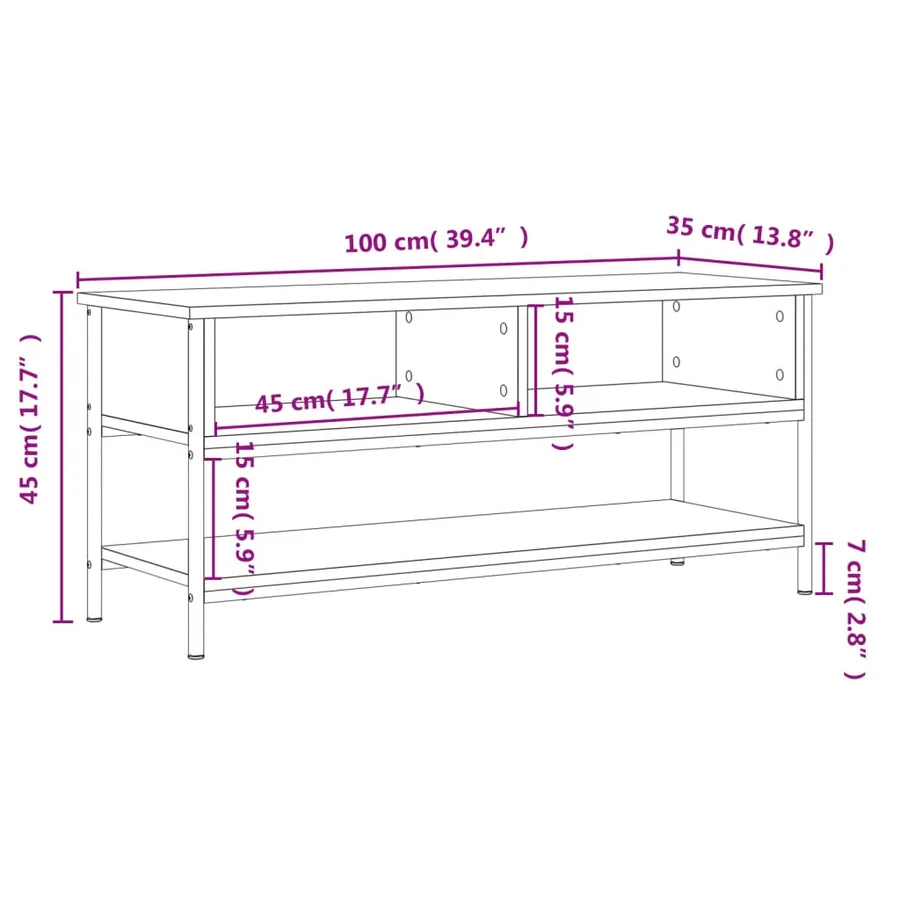Meuble TV sonoma gris 100x35x45 cm bois d'ingénierie - 9